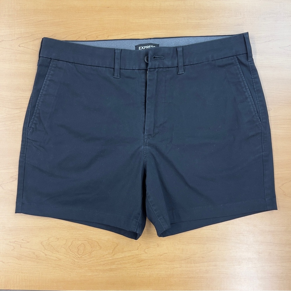 Express Men's Dark Navy Flat Front Shorts